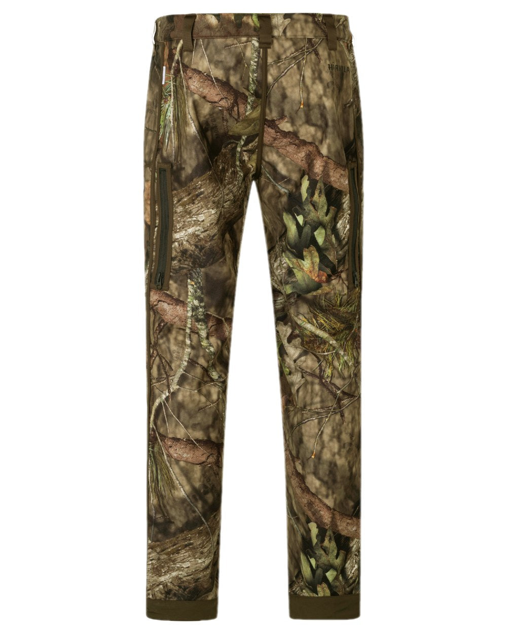 Hunting Green MossyOak Coloured Harkila Kamko Camo Reversible WSP Trousers on white background 
