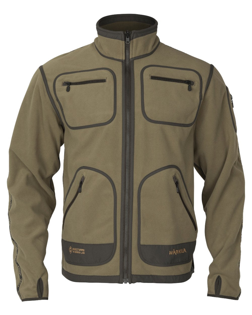 Dark Antique Bronze Willow Green Coloured Harkila Kamko Fleece on white background 