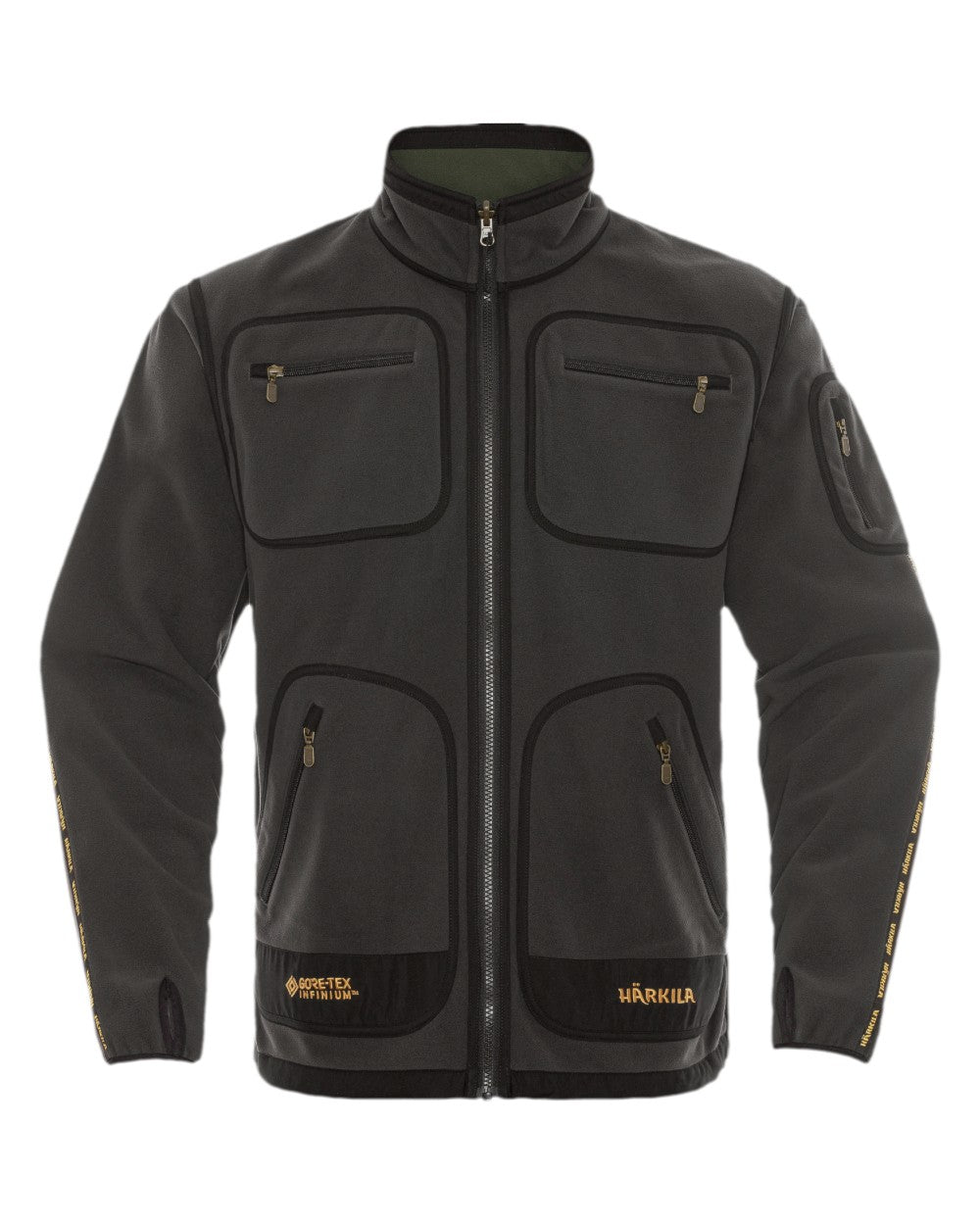 Grey Green Coloured Harkila Kamko Fleece on white background 