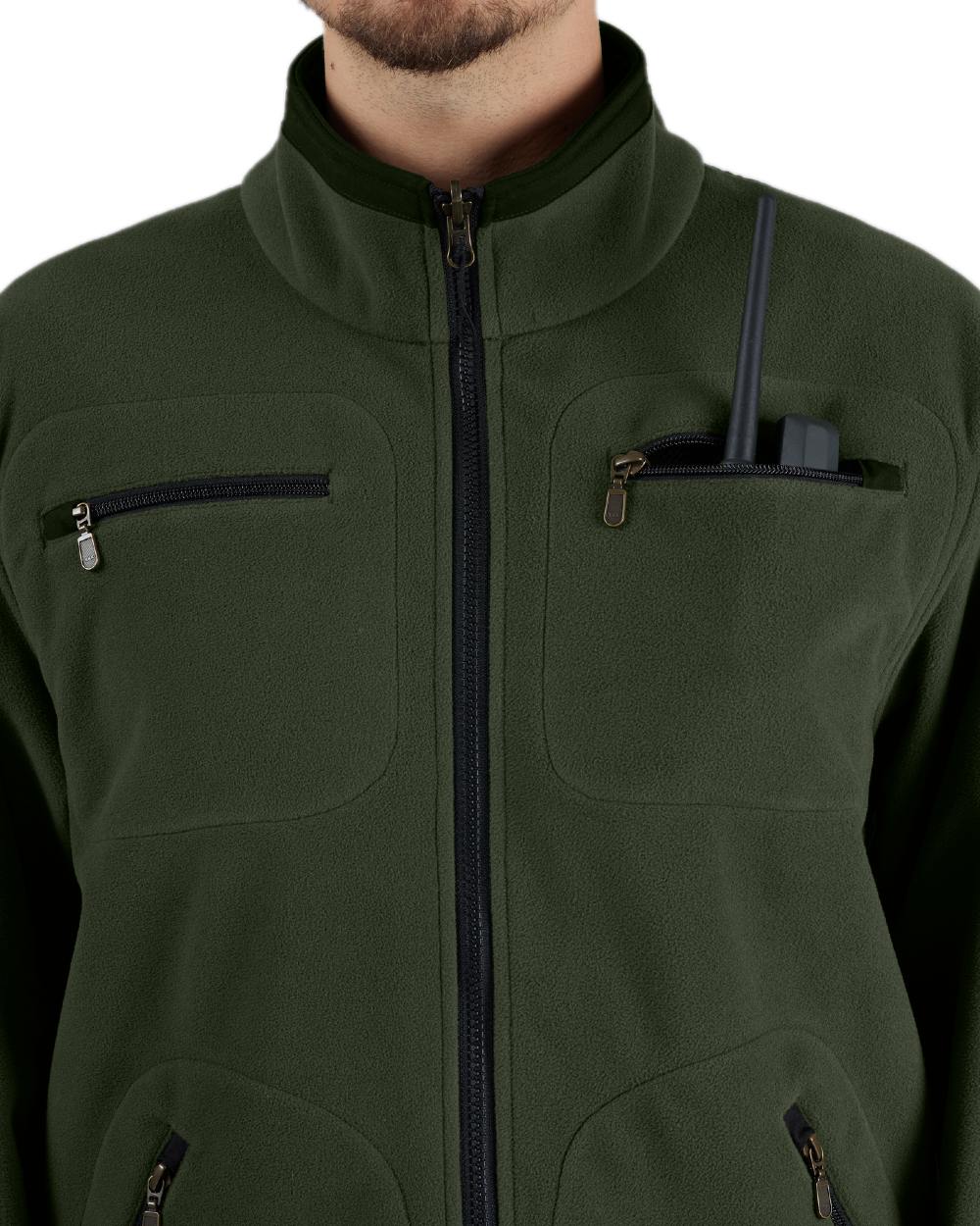Grey Green Coloured Harkila Kamko Fleece on white background 