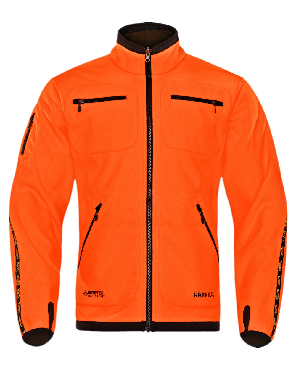 Hunting Green Orange Blaze Coloured Harkila Kamko Fleece on white background 