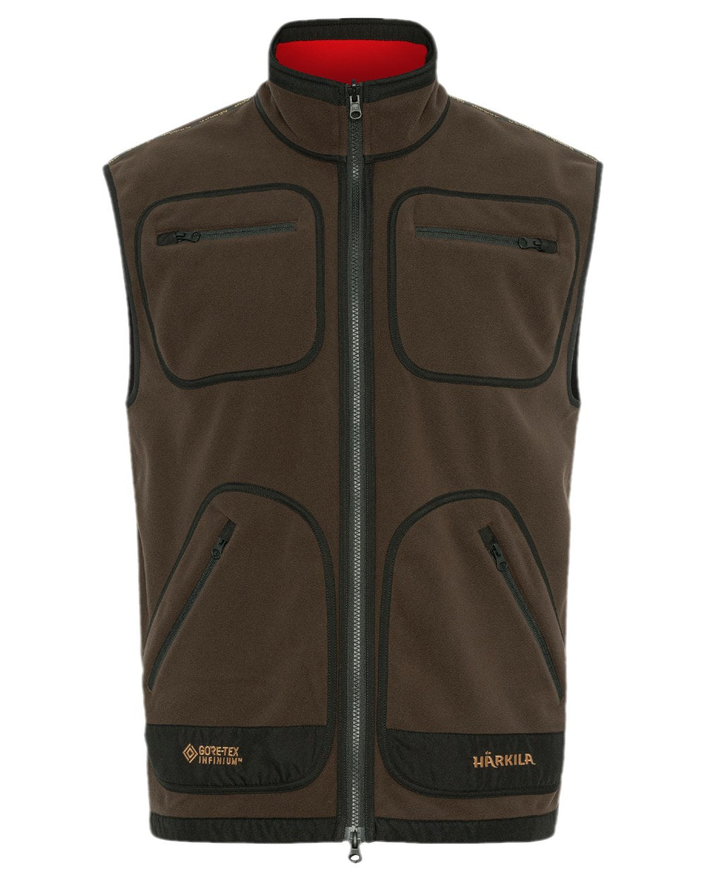 Brown Red Coloured Harkila Kamko Fleece Waistcoat on white background 