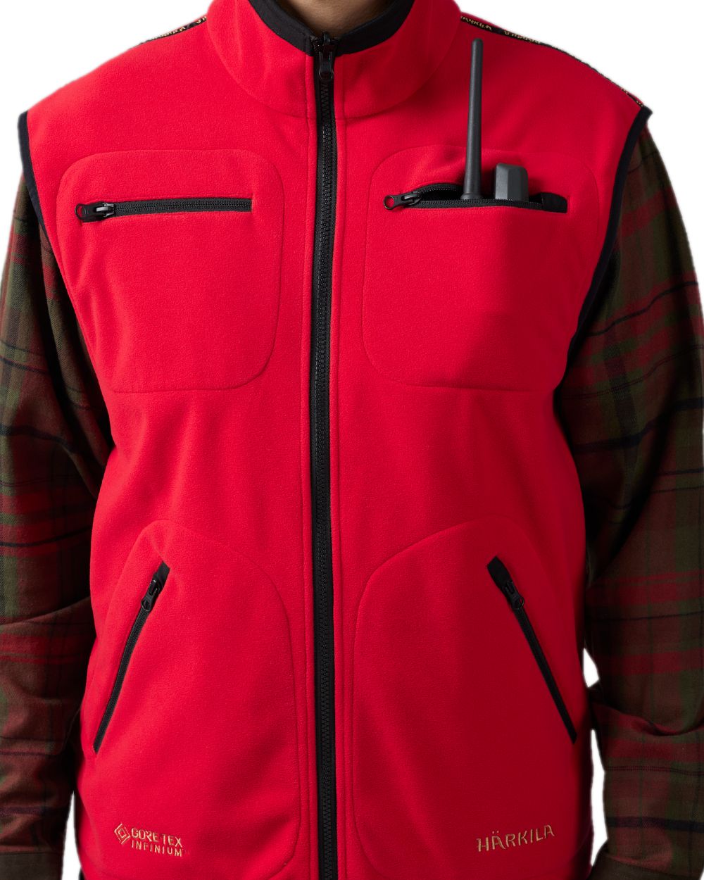 Brown Red Coloured Harkila Kamko Fleece Waistcoat on white background 