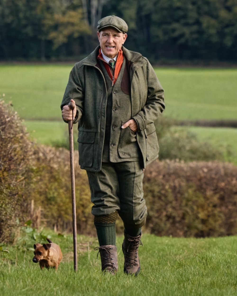 Forest Green Herringbone Coloured Harkila Kenmore GTX Jacket on forest background 