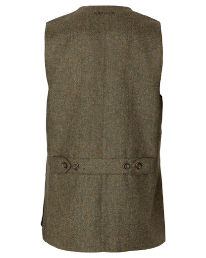 Forest Green Herringbone coloured Harkila Kenmore Shooting Waistcoat on white background 