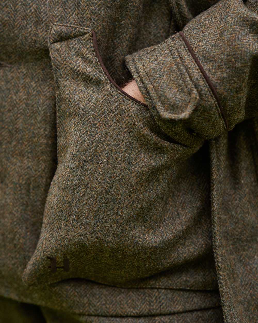 Forest Green Herringbone coloured Harkila Kenmore Shooting Waistcoat on white background 