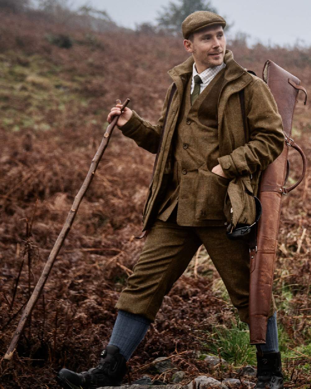Terragon Brown Coloured Harkila Kenmore Shooting Waistcoat on forest background 