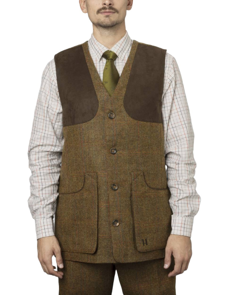 Terragon Brown coloured Harkila Kenmore Shooting Waistcoat on white background 