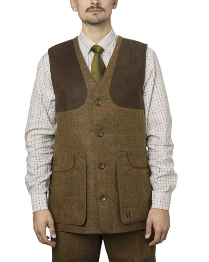 Terragon Brown coloured Harkila Kenmore Shooting Waistcoat on white background 