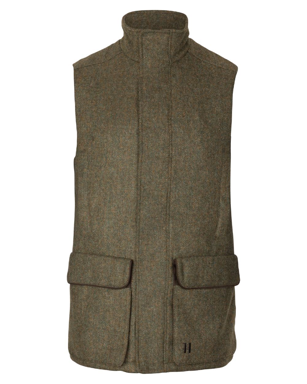 Forest Green Herringbone Coloured Harkila Kenmore Waistcoat on white background 