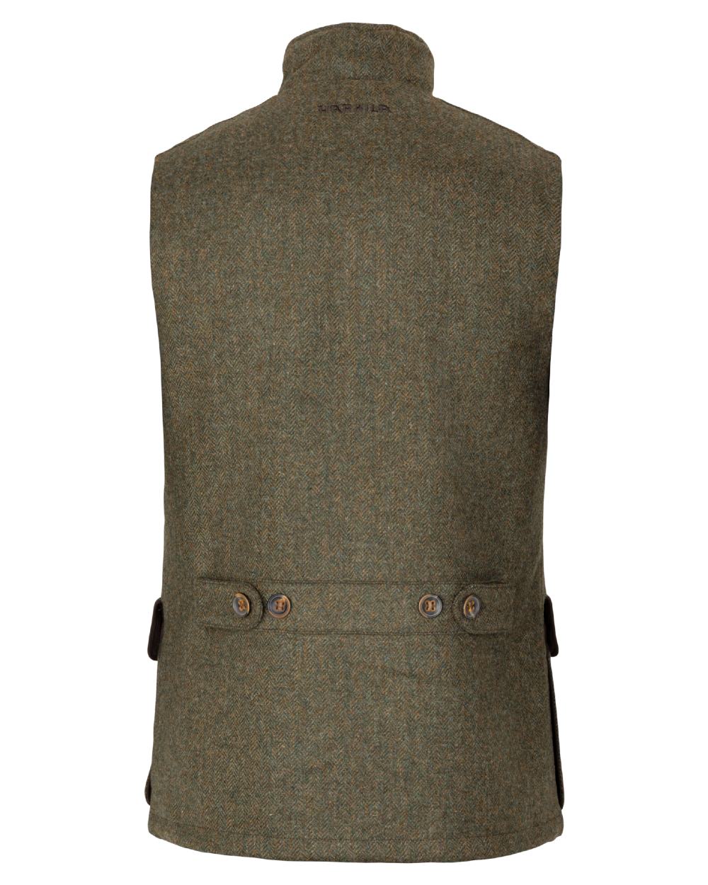 Forest Green Herringbone Coloured Harkila Kenmore Waistcoat on white background 