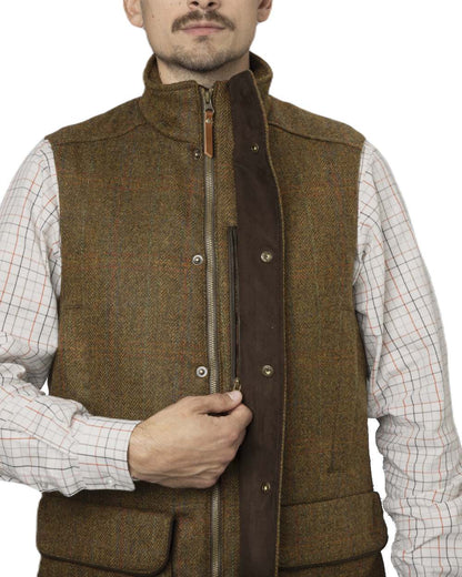 Terragon Brown coloured Harkila Kenmore Waistcoat on white background 