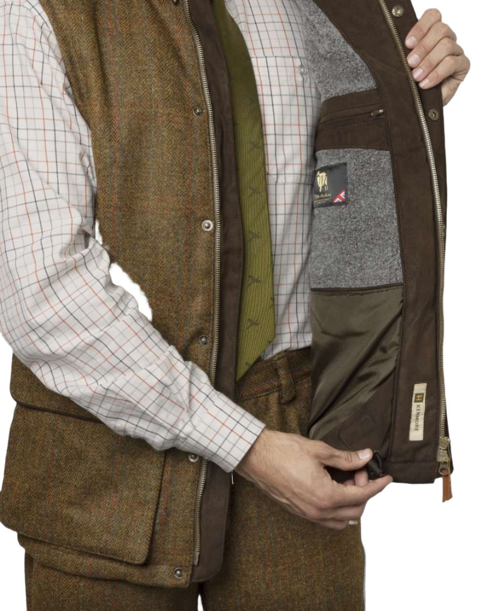 Terragon Brown coloured Harkila Kenmore Waistcoat on white background 