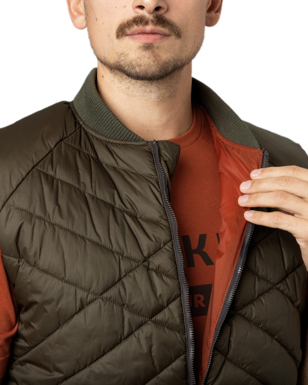Willow Green Coloured Harkila Logmar Insulated Packable Waistcoat on white background 