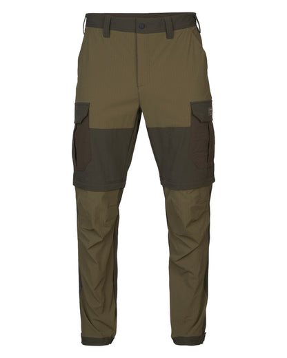 Dark Olive Willow Green Coloured Harkila Logmar Lightweight Zip Off Trousers on white background 