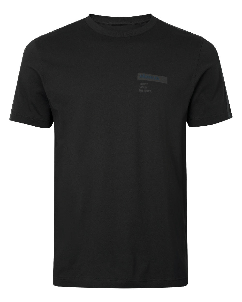 Anthractite/Sea Blue coloured Harkila Logo Band Short Sleeve T-Shirt on white background 