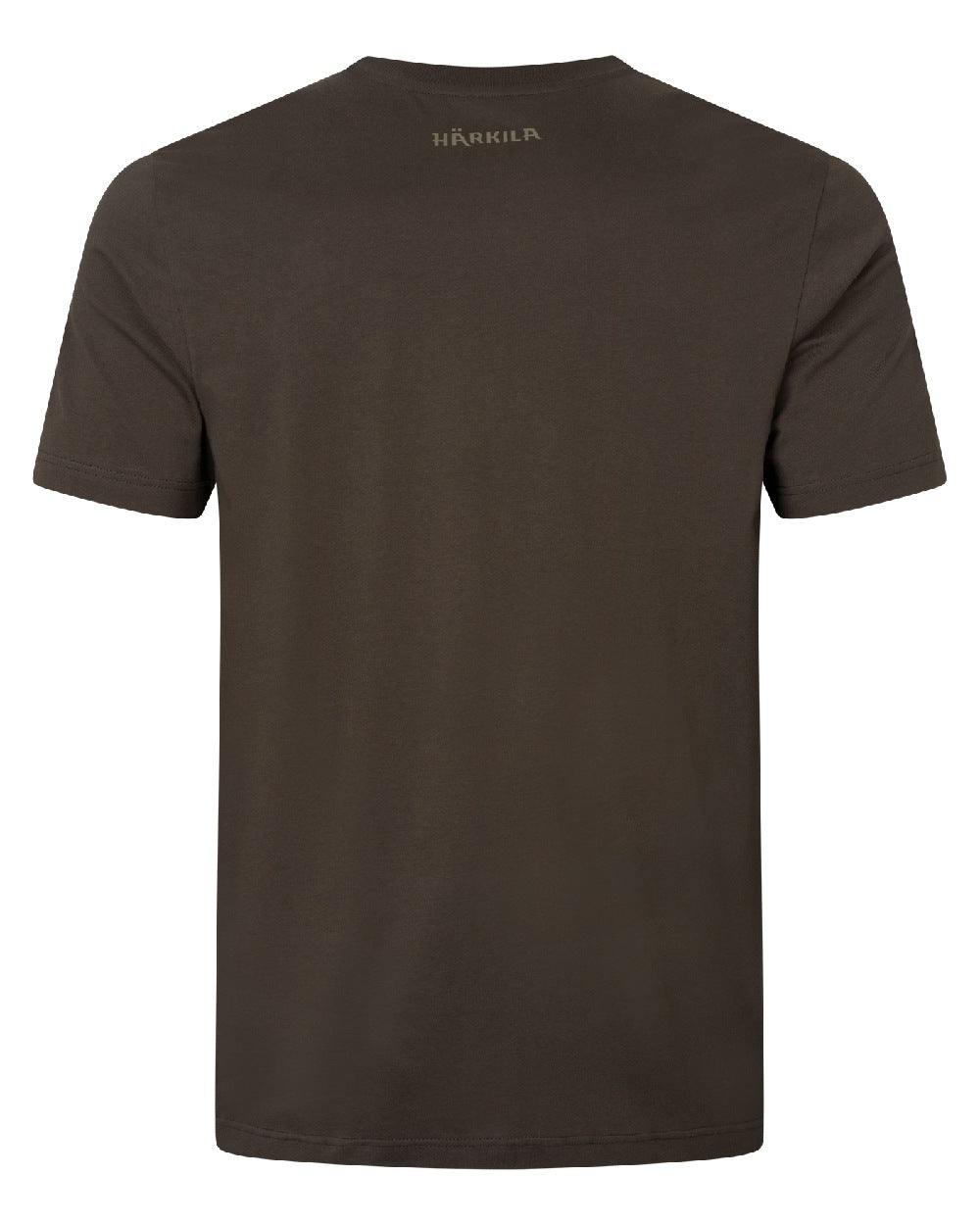 Shadow Brown/Tarmac coloured Harkila Logo Band Short Sleeve T-Shirt on white background 