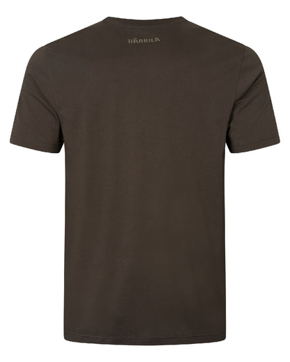 Shadow Brown/Tarmac coloured Harkila Logo Band Short Sleeve T-Shirt on white background 