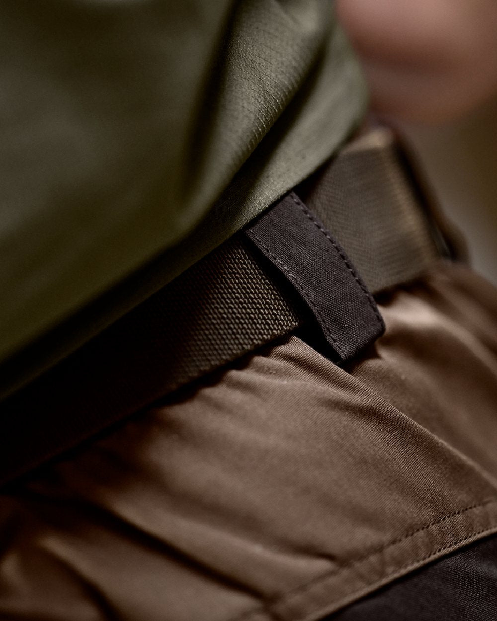Dark Earth Shadow Brown Coloured Harkila Mens Fjell Shorts on studio background 
