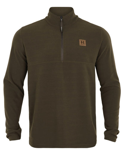 Willow Green coloured Harkila Mens Fyrr Fleece Pullover on white background 