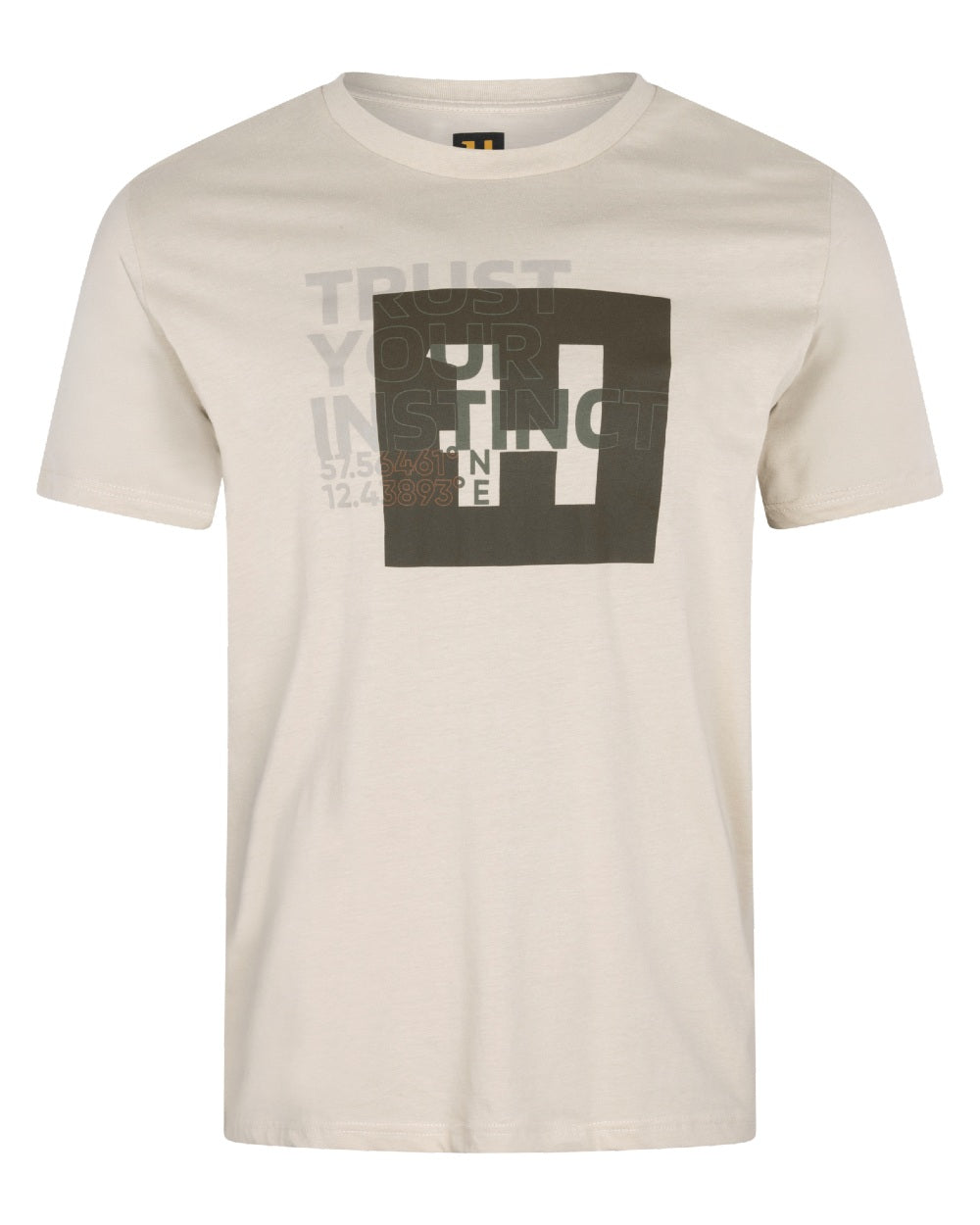 Pure Cashmere coloured Harkila Mens Heim Short Sleeve T-Shirt on white background 