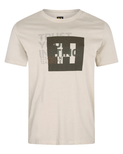 Pure Cashmere coloured Harkila Mens Heim Short Sleeve T-Shirt on white background 