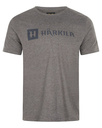 Brown Melange coloured Harkila Mens Identity Short Sleeve T-Shirt on white background 