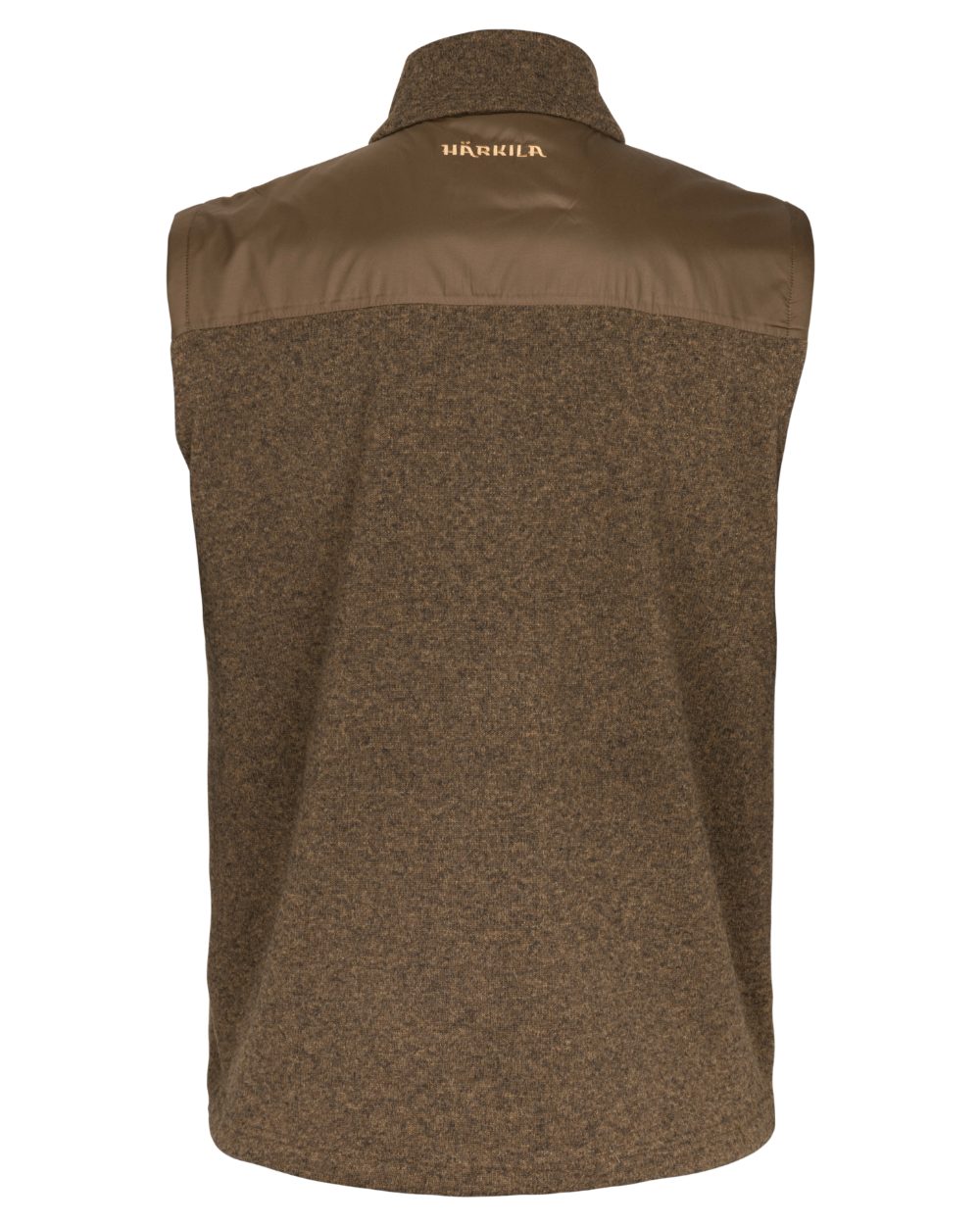 Dark Earth coloured Harkila Mens Kalix Fleece Waistcoat on white background 