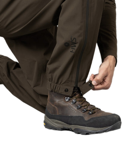 Willow Green coloured Harkila Mens Logmar HWS Packable Trousers on white background 