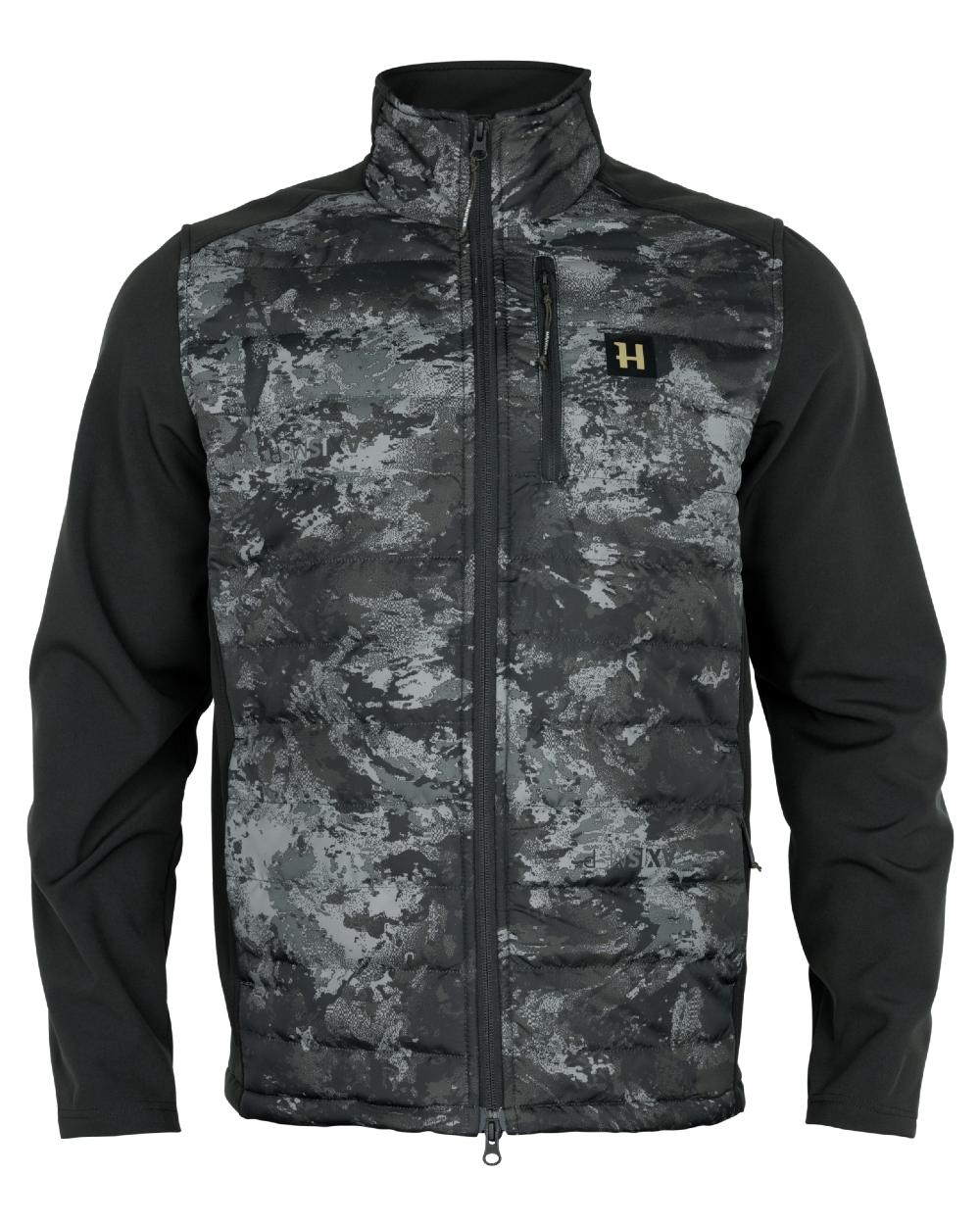Axis MSP Black coloured Harkila Mens NOCTYX Camo Hybrid Jacket on white background 