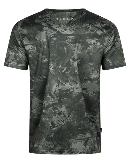 Axis MSP Black coloured Harkila Mens NOCTYX Camo Short Sleeve T-Shirt on white background 