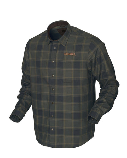 Willow Green Check colour Harkila Metso Active Shirt on white background 