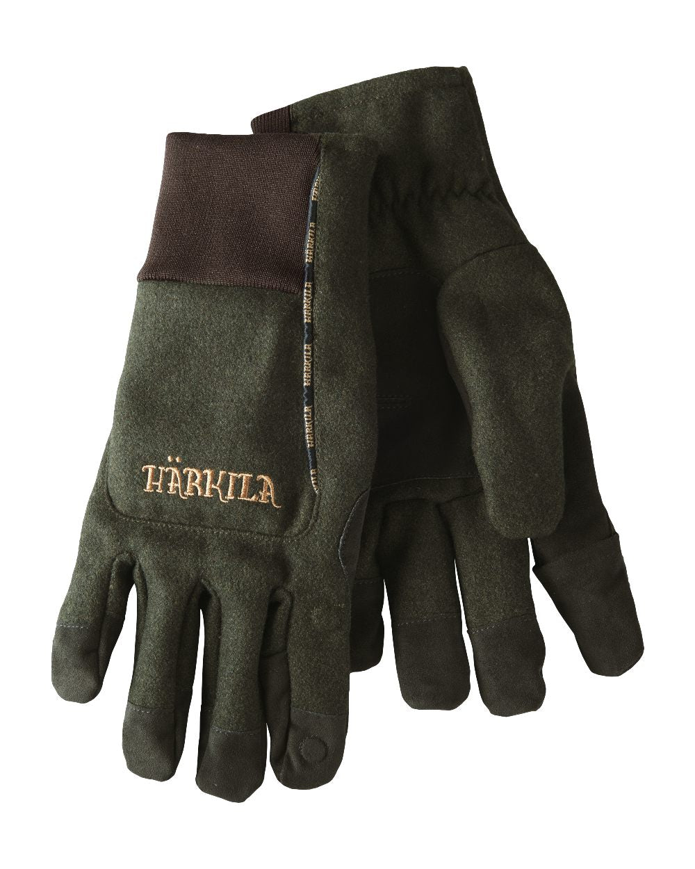 Willow Green coloured Harkila Metso Active Gloves on white background 