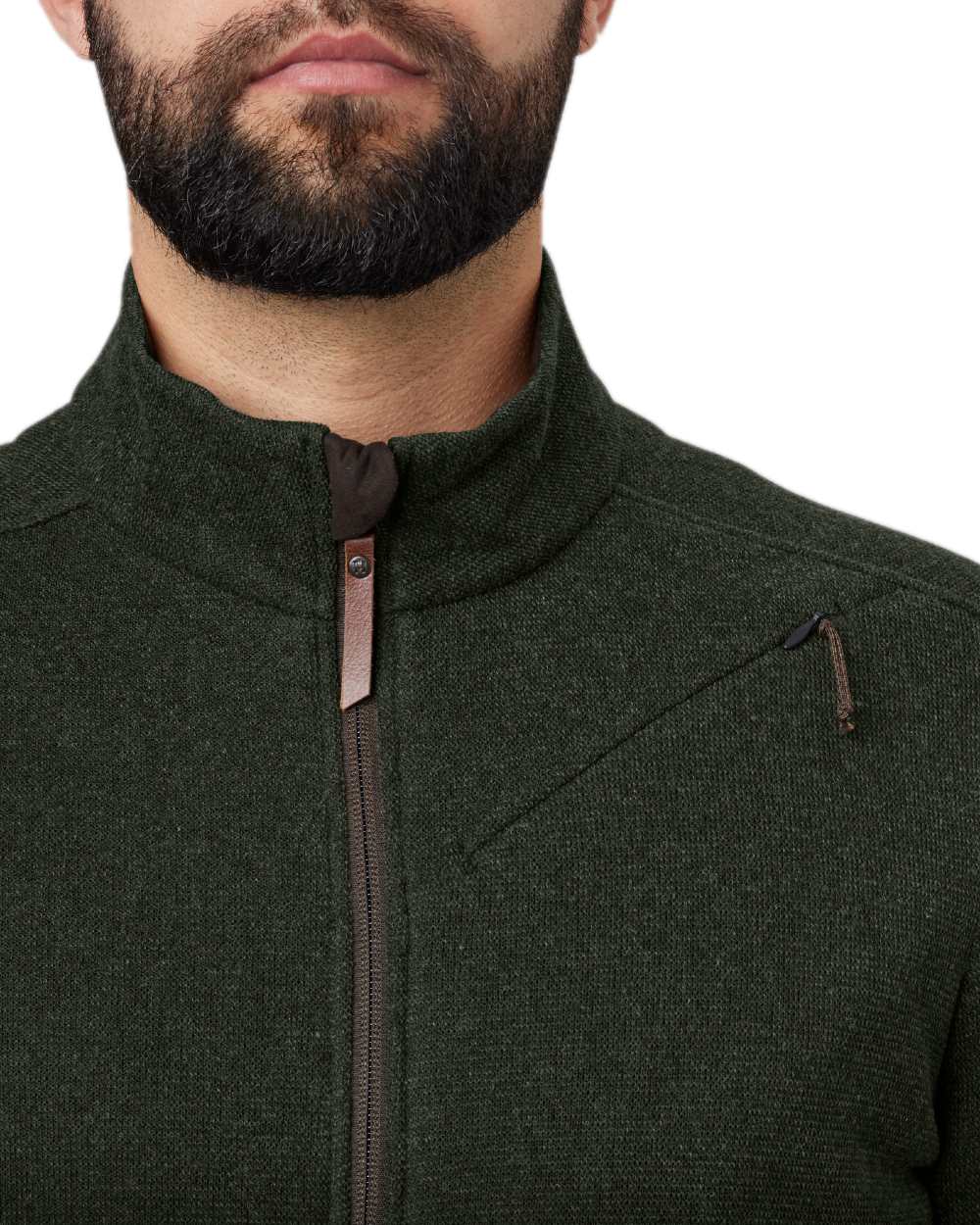 Willow Green Coloured Harkila Metso Full Zip Fleece Jacket on white background 