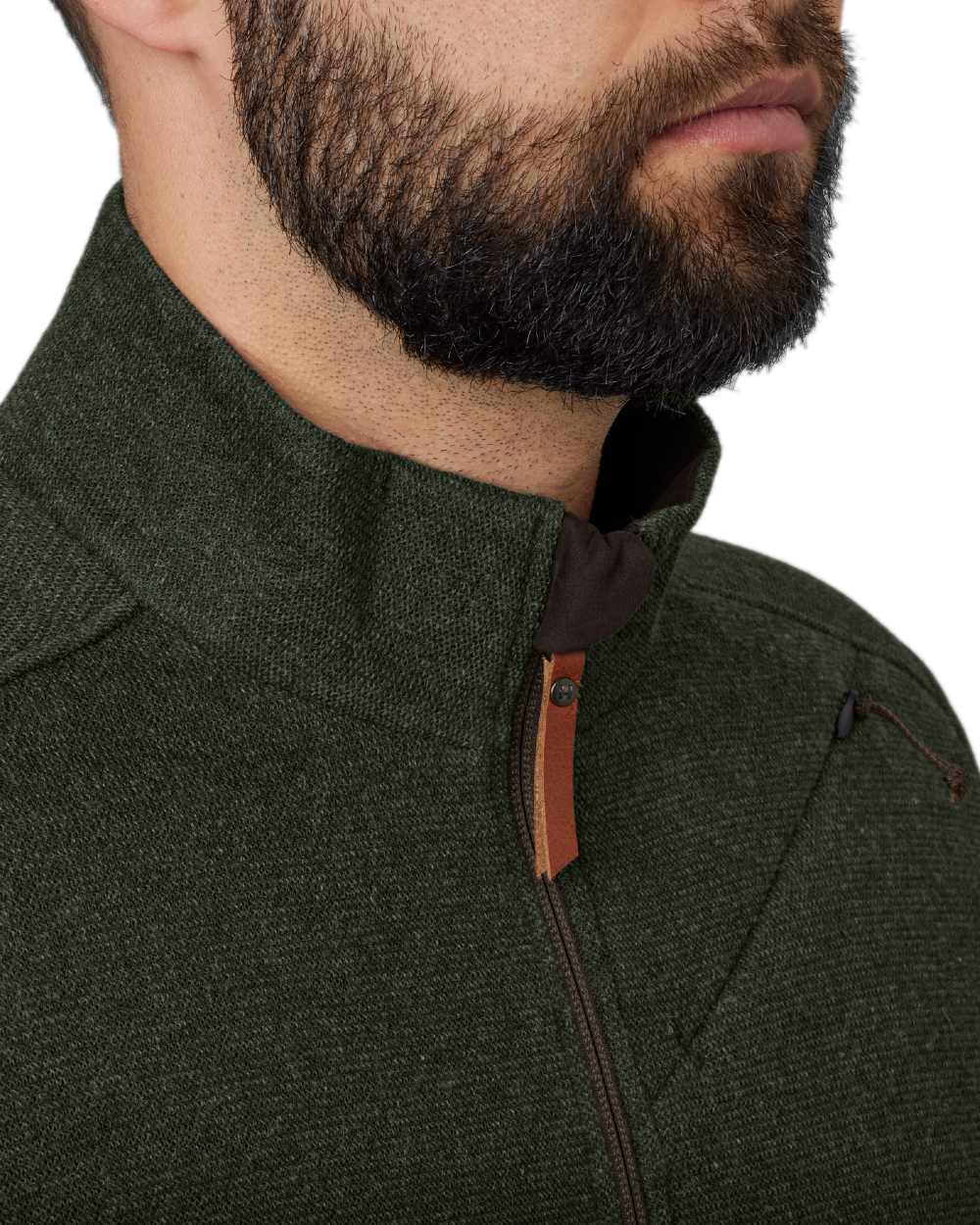 Willow Green Coloured Harkila Metso Full Zip Fleece Jacket on white background 