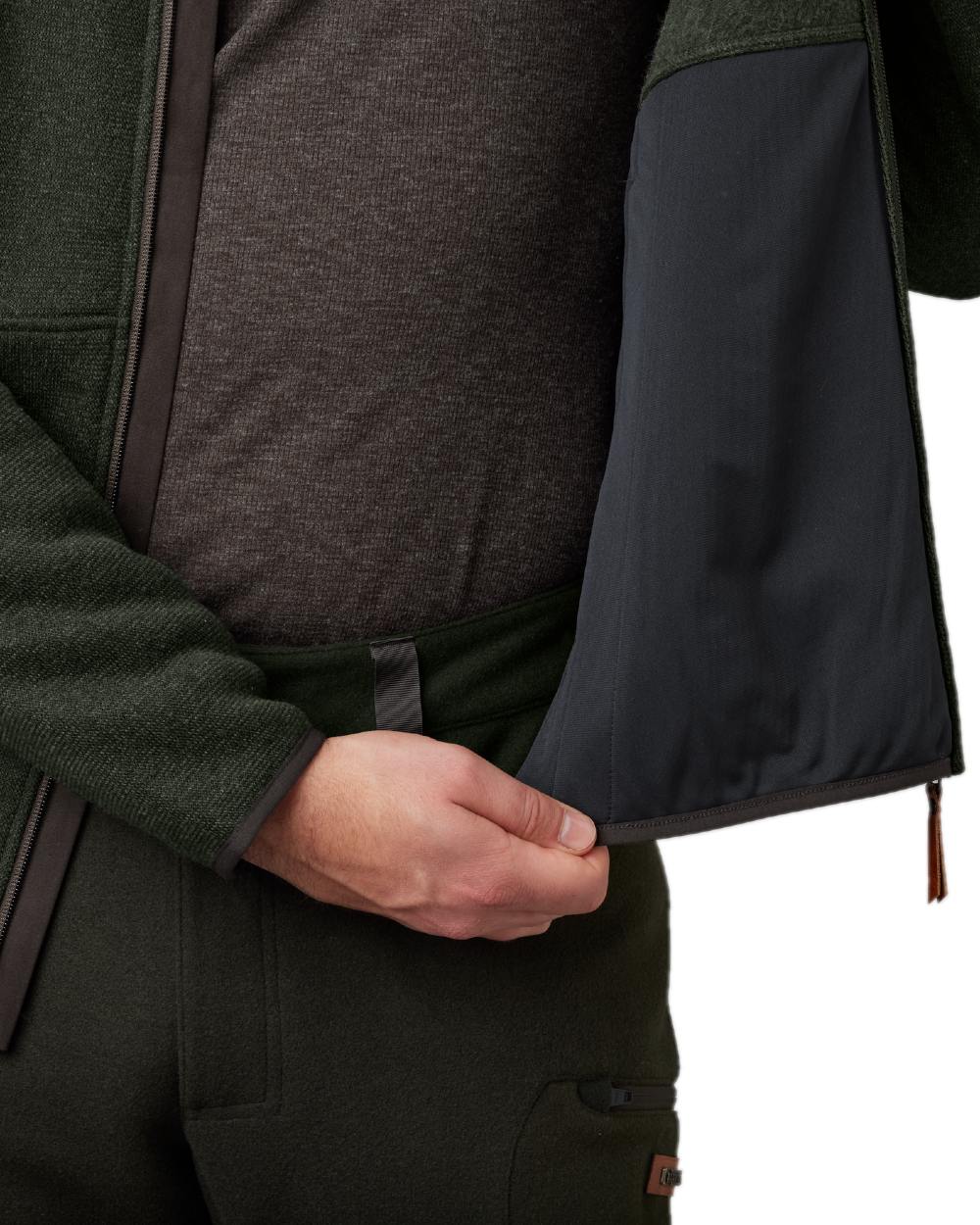 Willow Green Coloured Harkila Metso Full Zip Fleece Jacket on white background 