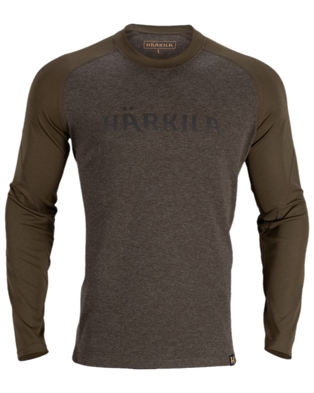 Willow Green Coloured Harkila Metso Long Sleeve T-Shirt on white background 