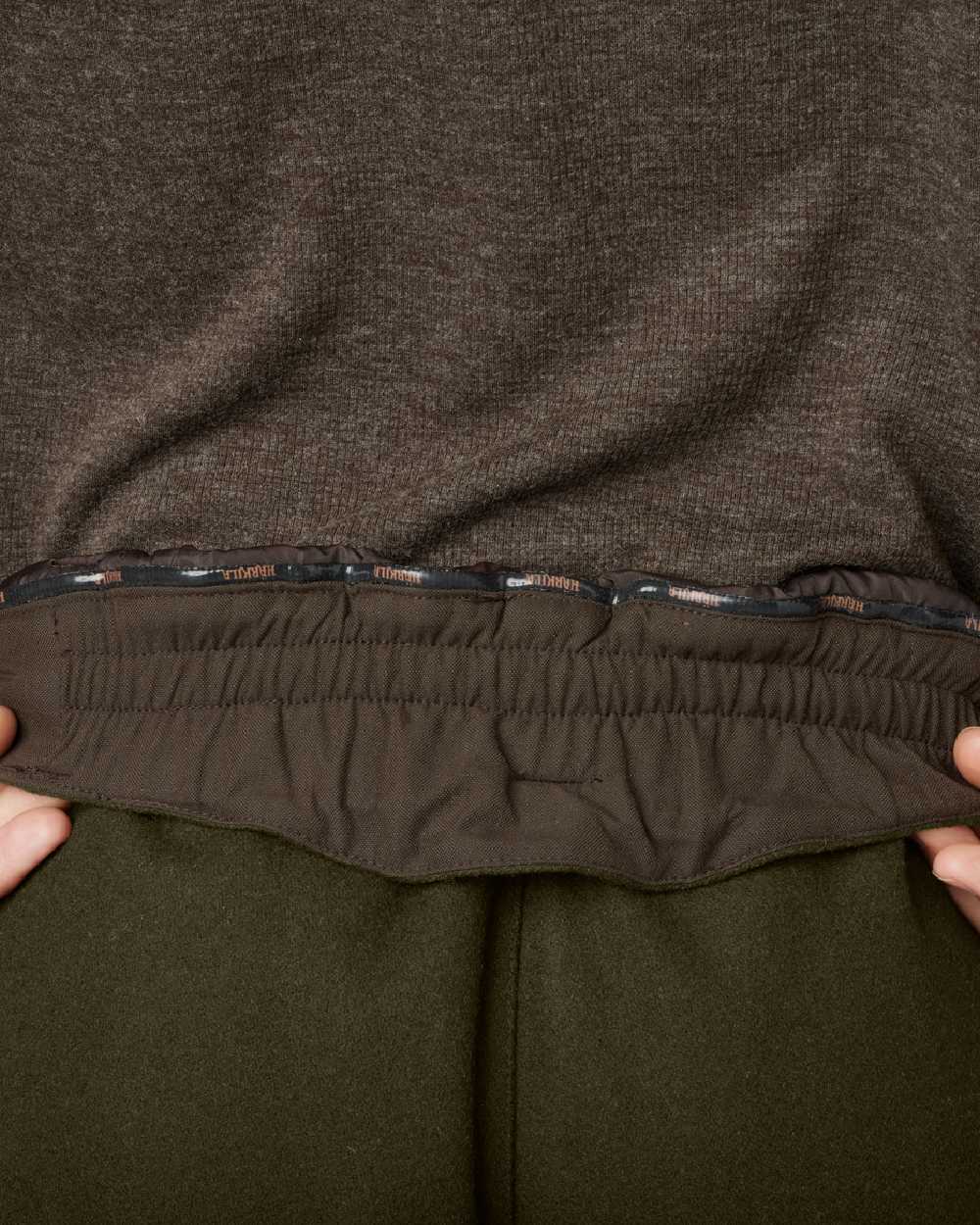 Willow Green Shadow Brown Coloured Harkila Metso Winter Trousers on white background 