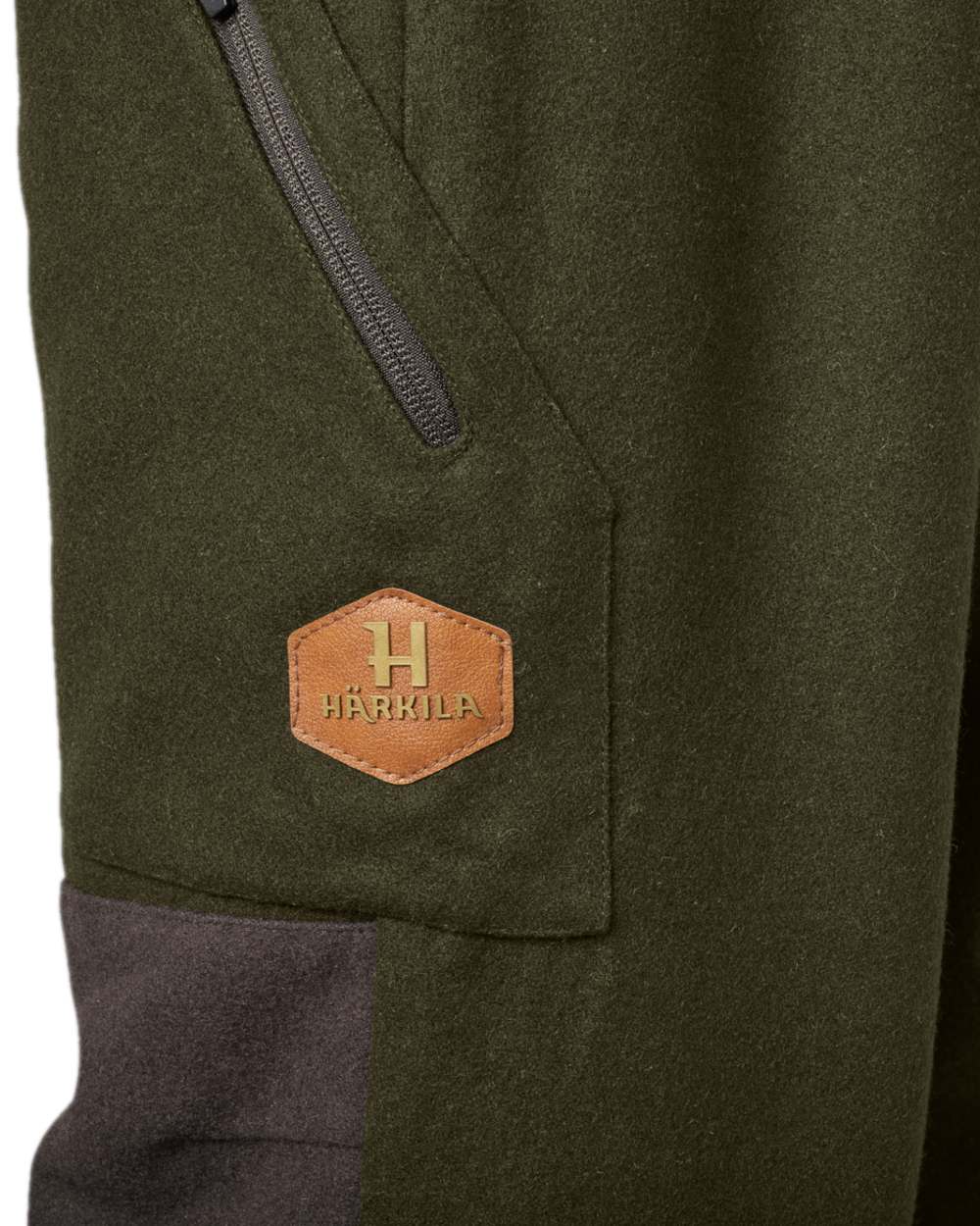 Willow Green Shadow Brown Coloured Harkila Metso Winter Trousers on white background 