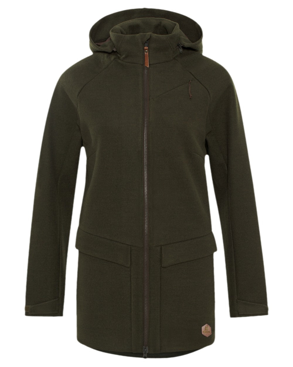 Willow Green Coloured Harkila Metso Womens Hybrid Jacket on white background 