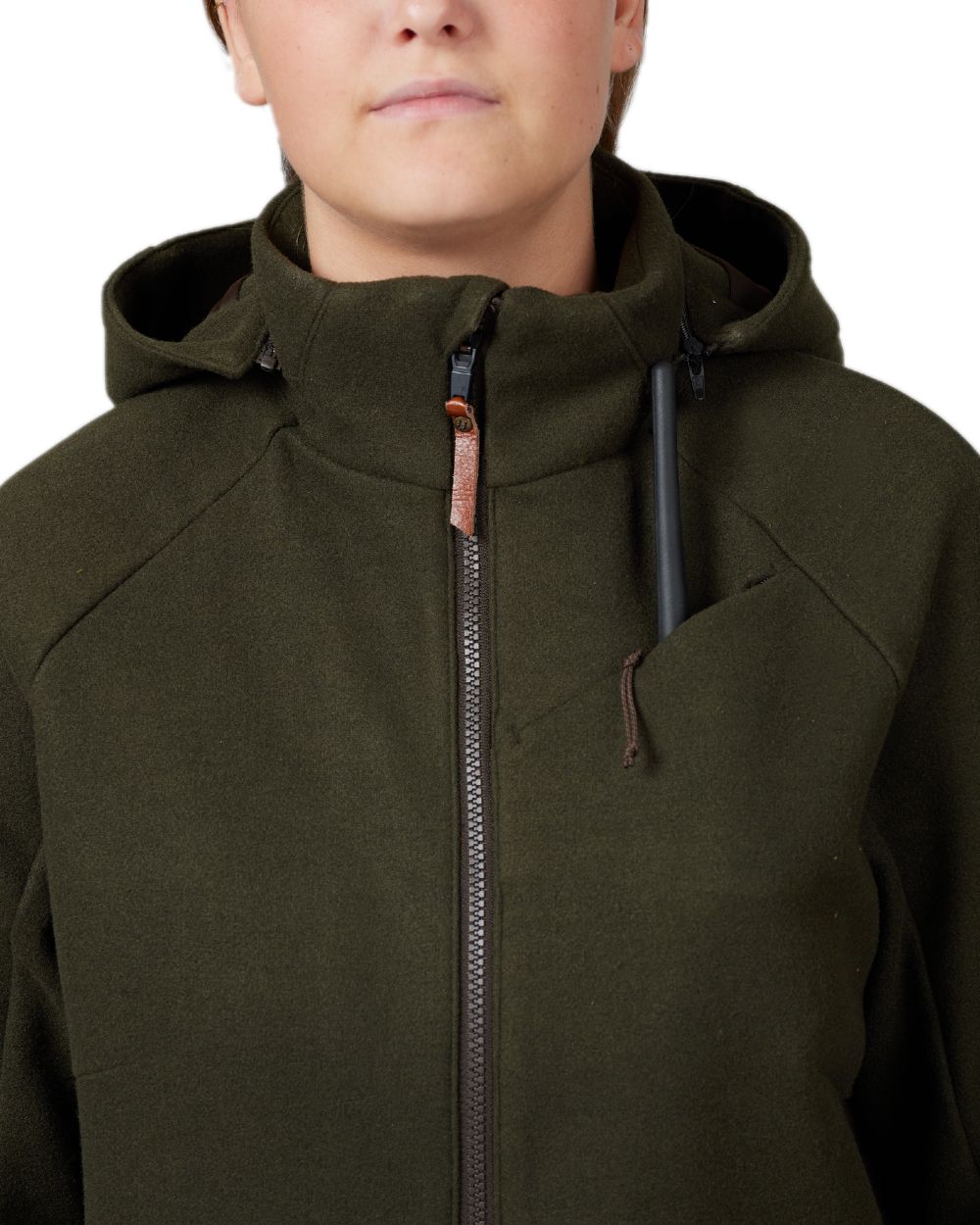 Willow Green Coloured Harkila Metso Womens Hybrid Jacket on white background 
