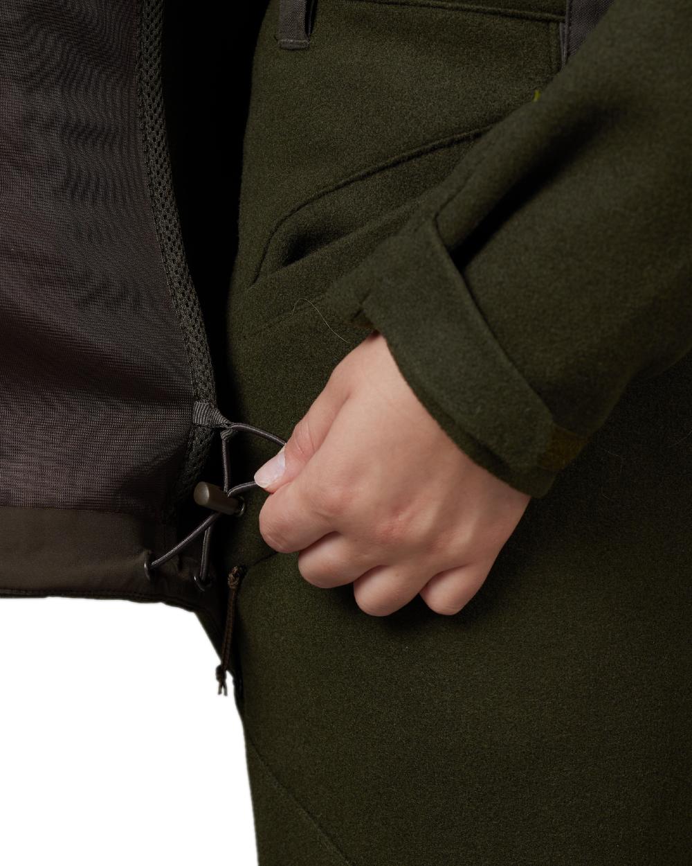 Willow Green Coloured Harkila Metso Womens Hybrid Jacket on white background 