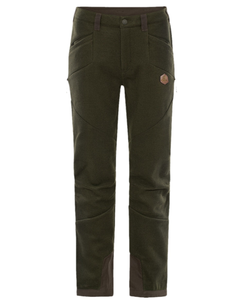 Willow Green Coloured Harkila Metso Womens Hybrid Trousers on white background 