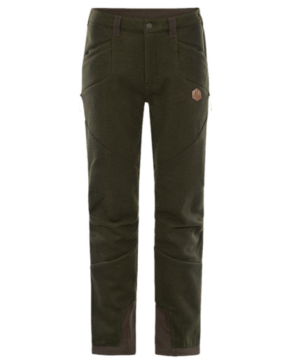 Willow Green Coloured Harkila Metso Womens Hybrid Trousers on white background 