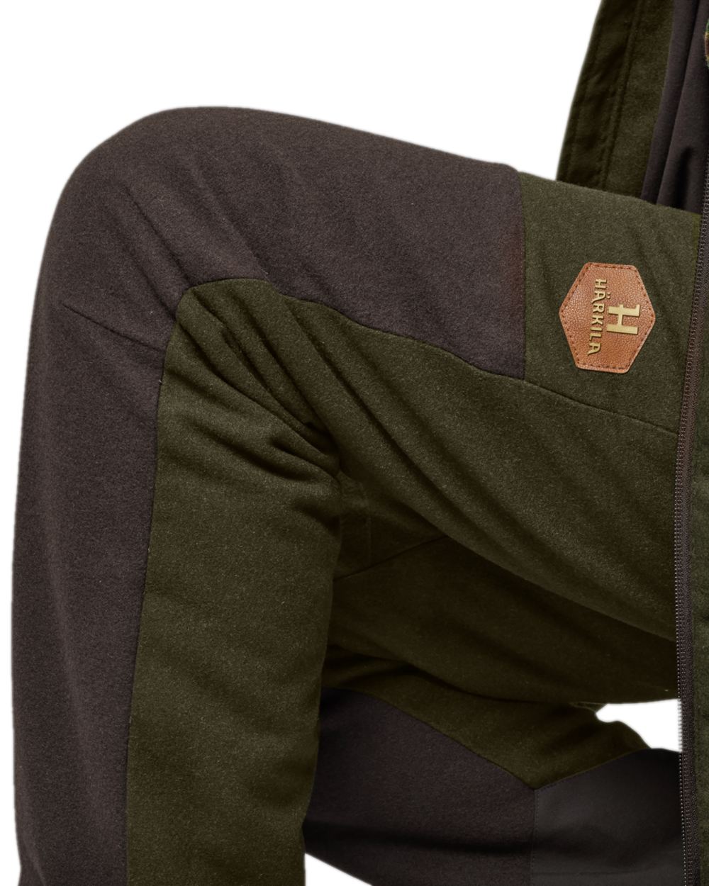 Willow Green Shadow Brown Coloured Harkila Metso Womens Winter Trousers on white background 