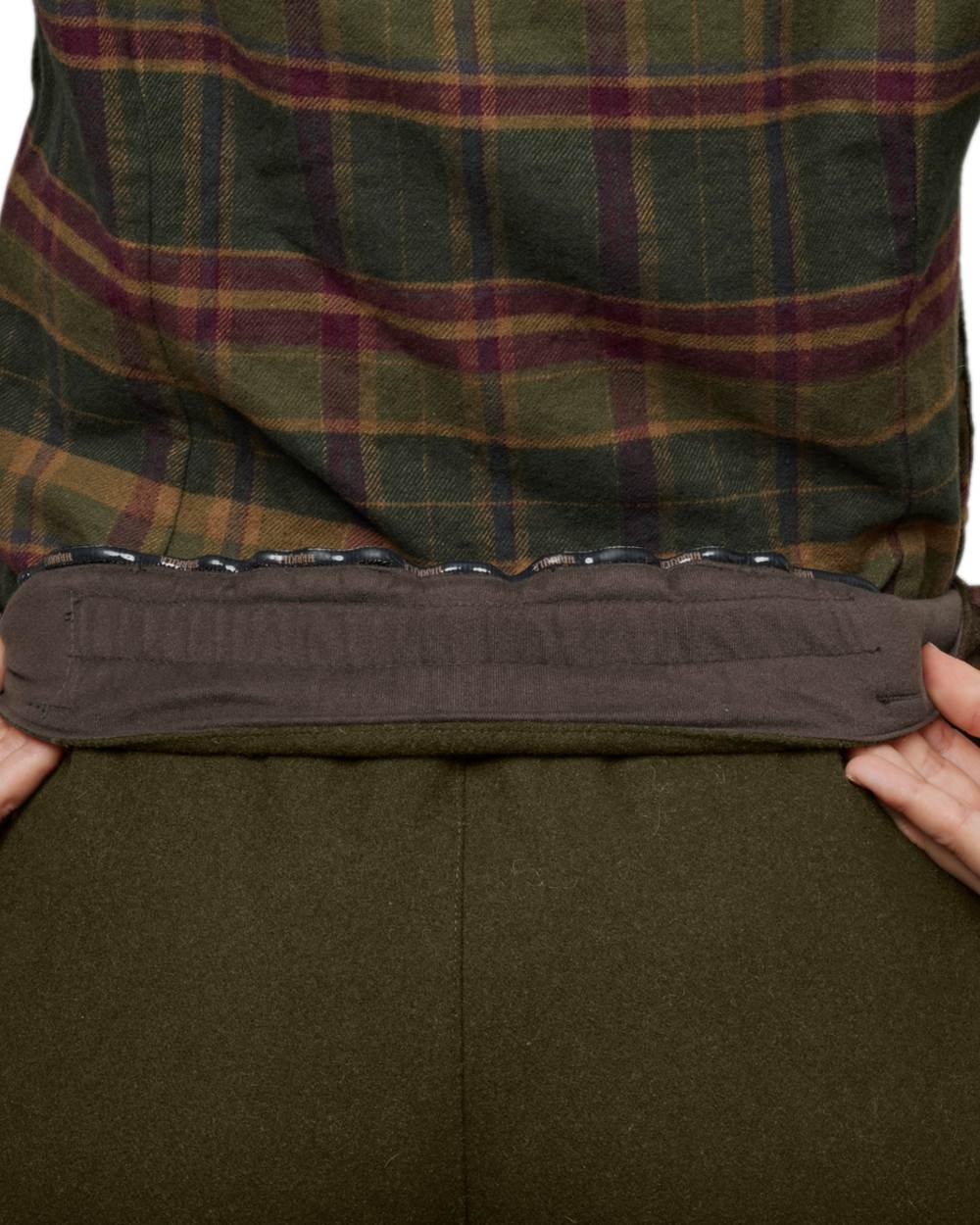 Willow Green Shadow Brown Coloured Harkila Metso Womens Winter Trousers on white background 