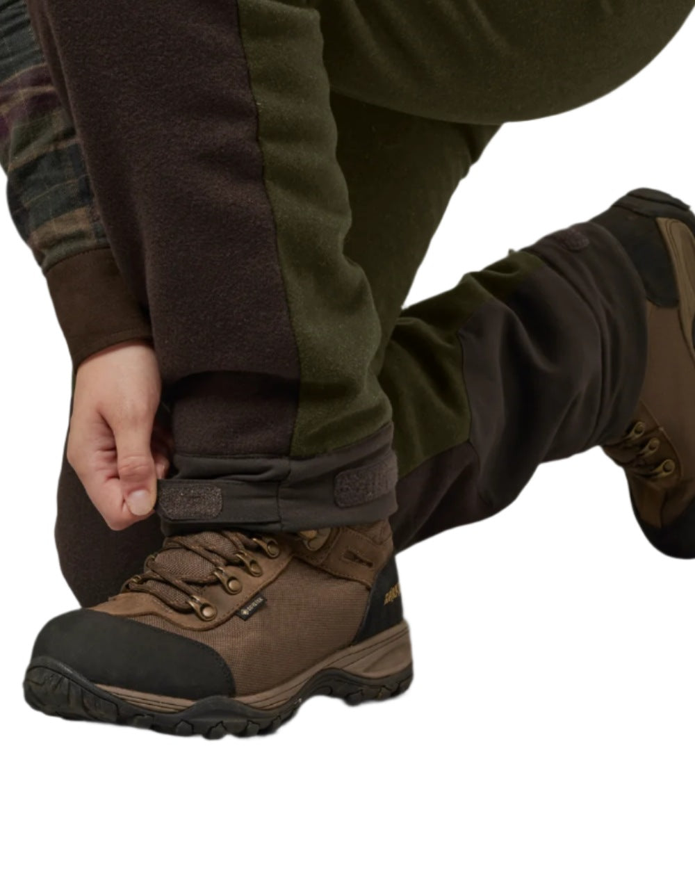 Willow Green Shadow Brown Coloured Harkila Metso Womens Winter Trousers on white background 