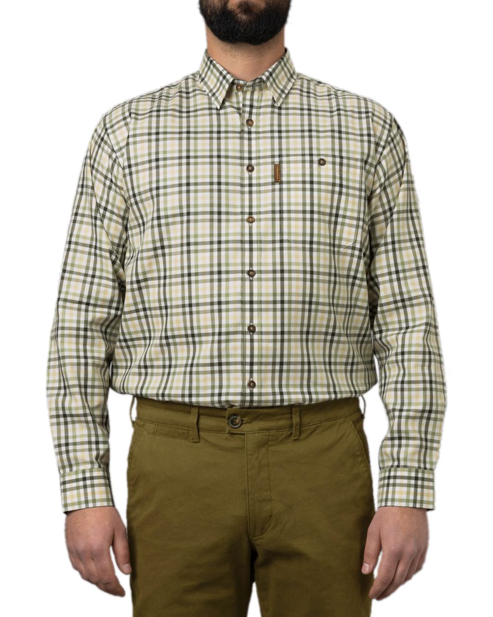 Beech Green Check Coloured Harkila Milford Shirt on white background 