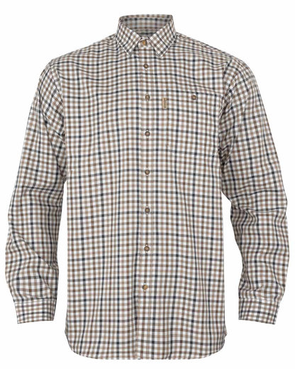 Blue Beige Check Coloured Harkila Milford Shirt on white background 