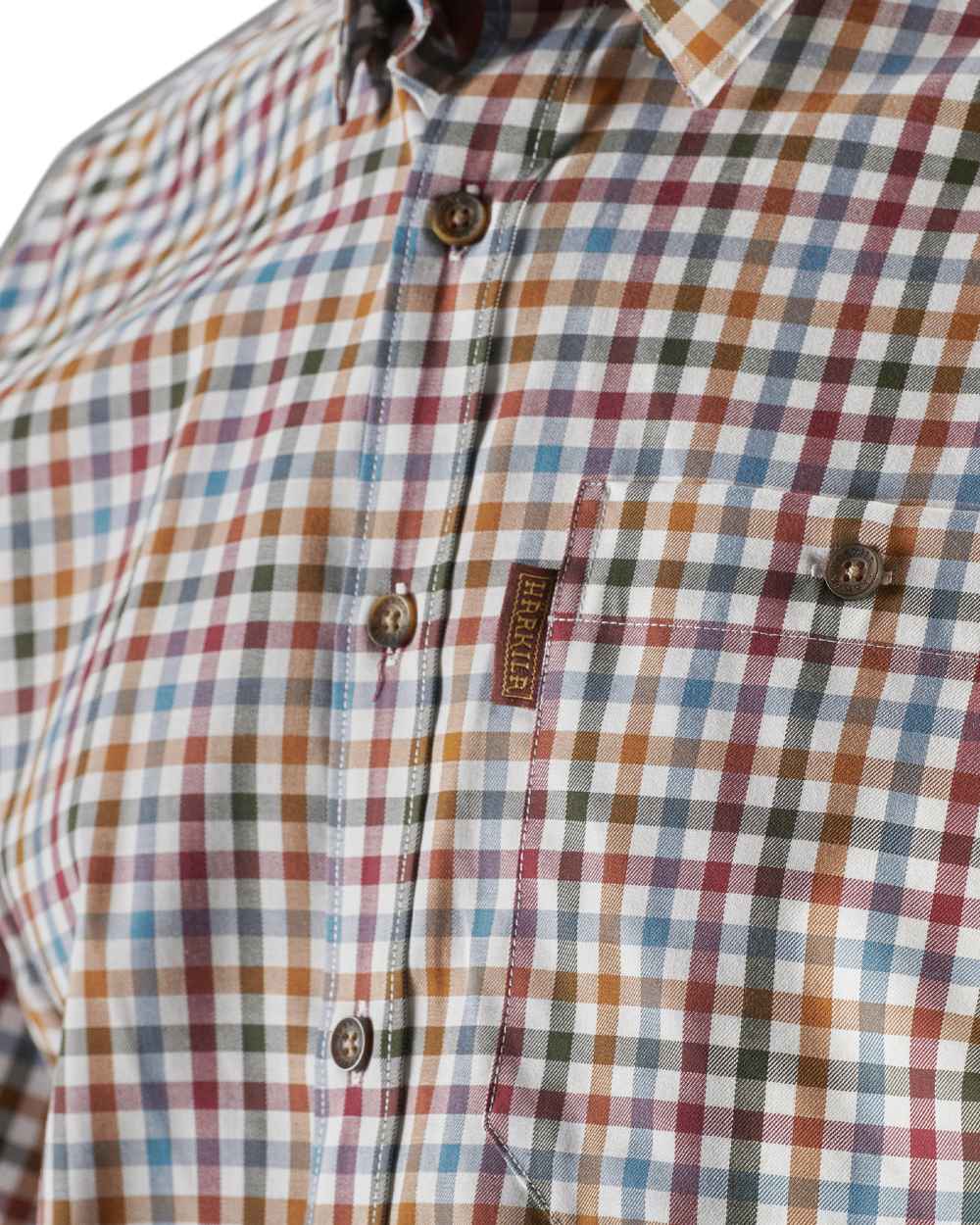 Multi Check Coloured Harkila Milford Shirt on white background 